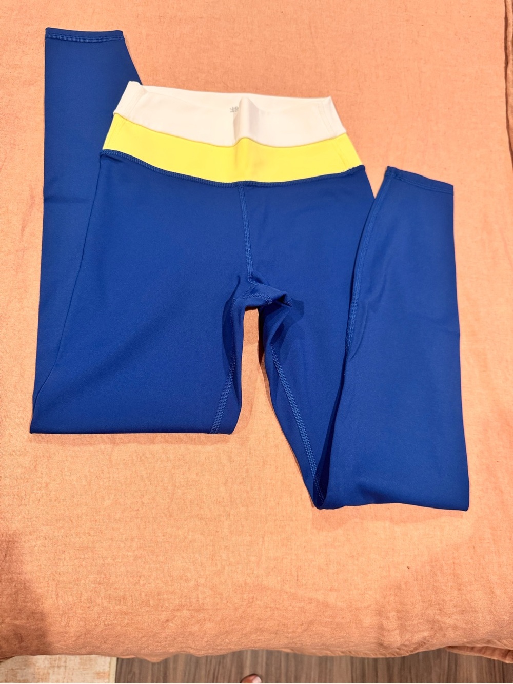 JoyLab Blue Leggings with Yellow and White Waistband XS